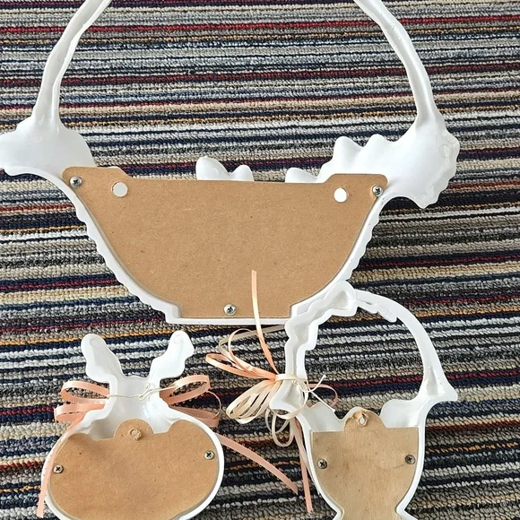 Vintage Wall Decor White Hobnail SET 5 Matching Burwood Baskets Mirror Butterfly - Picture 14 of 17